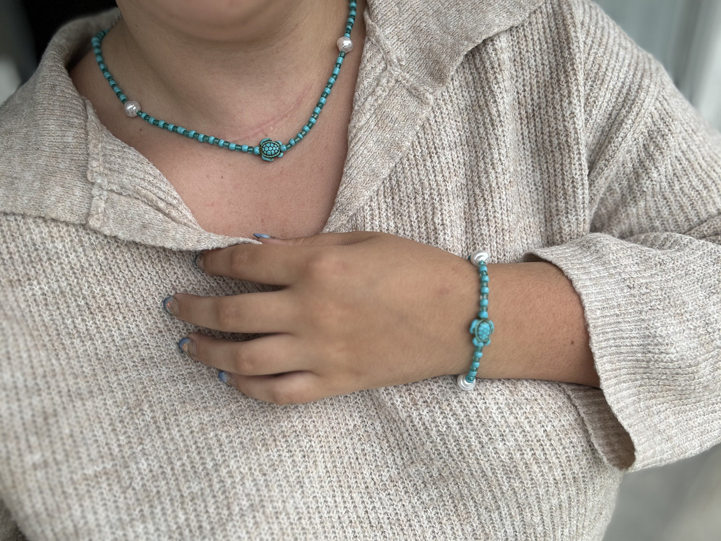 Bracelet Nazaré tortue bleu