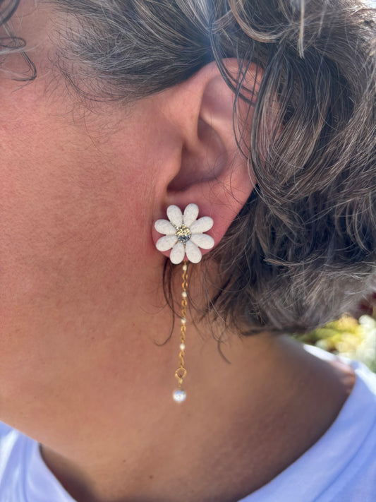 Puces d’oreilles Argenté Marguerites 2 en 1