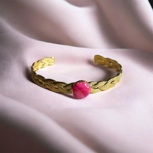 Bracelet Jonc Élégance – Médaille Marbrée