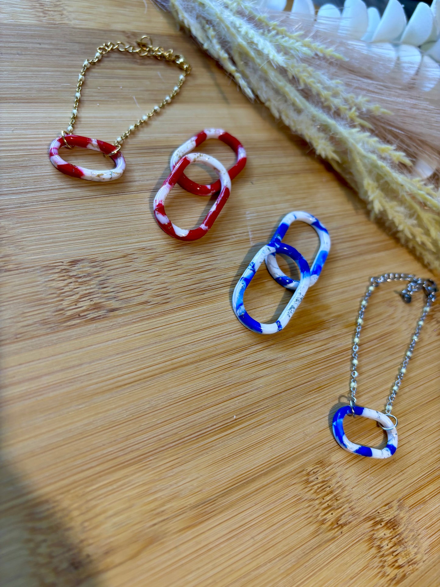 Parure Ovale Élégance – Bracelet & Pampilles interchangeables