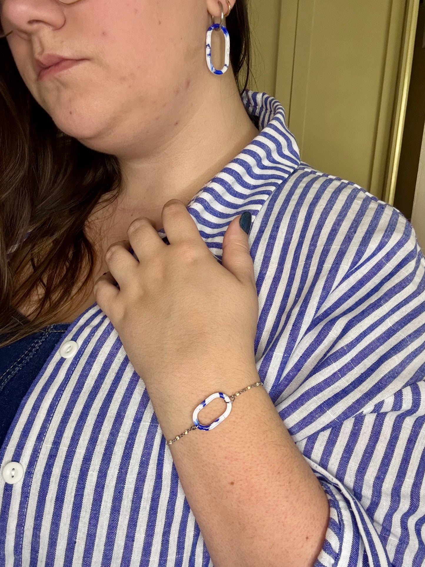 Parure Ovale Élégance – Bracelet & Pampilles interchangeables