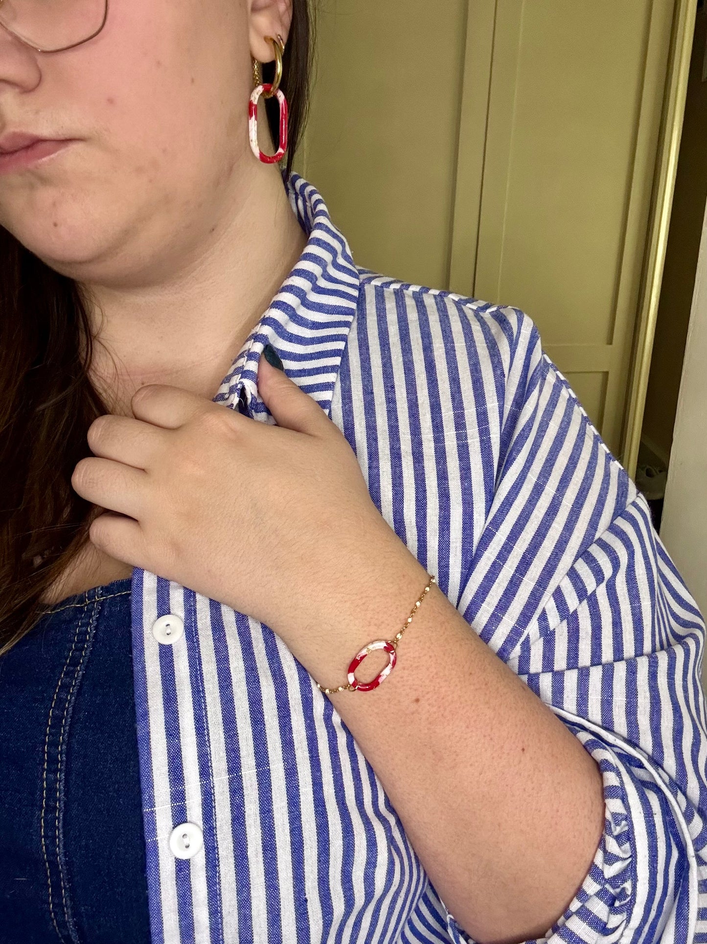 Parure Ovale Élégance – Bracelet & Pampilles interchangeables