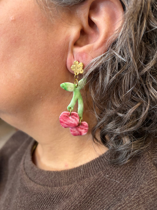 Puces d’oreilles Cerises – Fait main