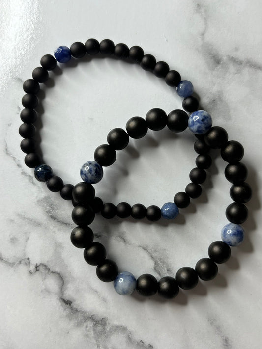 Bracelet Madère noir & bleu